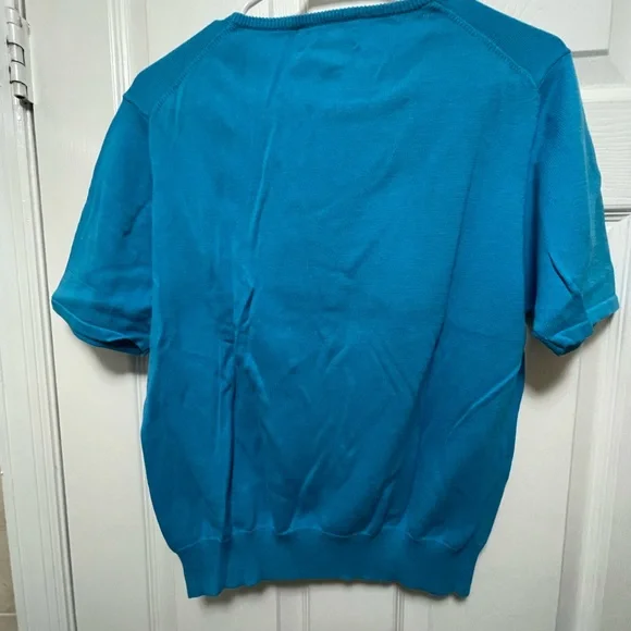 Turquoise short-sleeved sweater - Picture 2 of 4